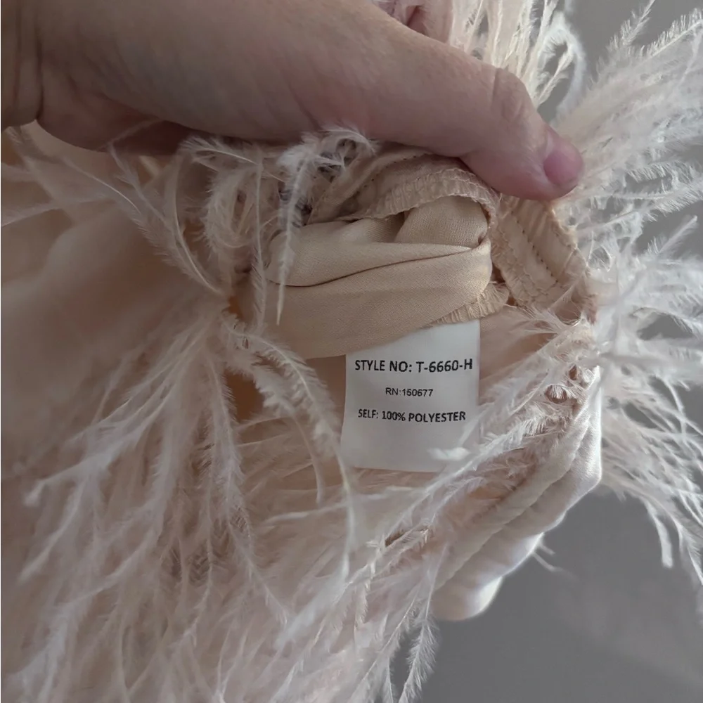 Strut & Bolt | Blush Pink Halter Top with Feather Detail - Picture 7 of 12